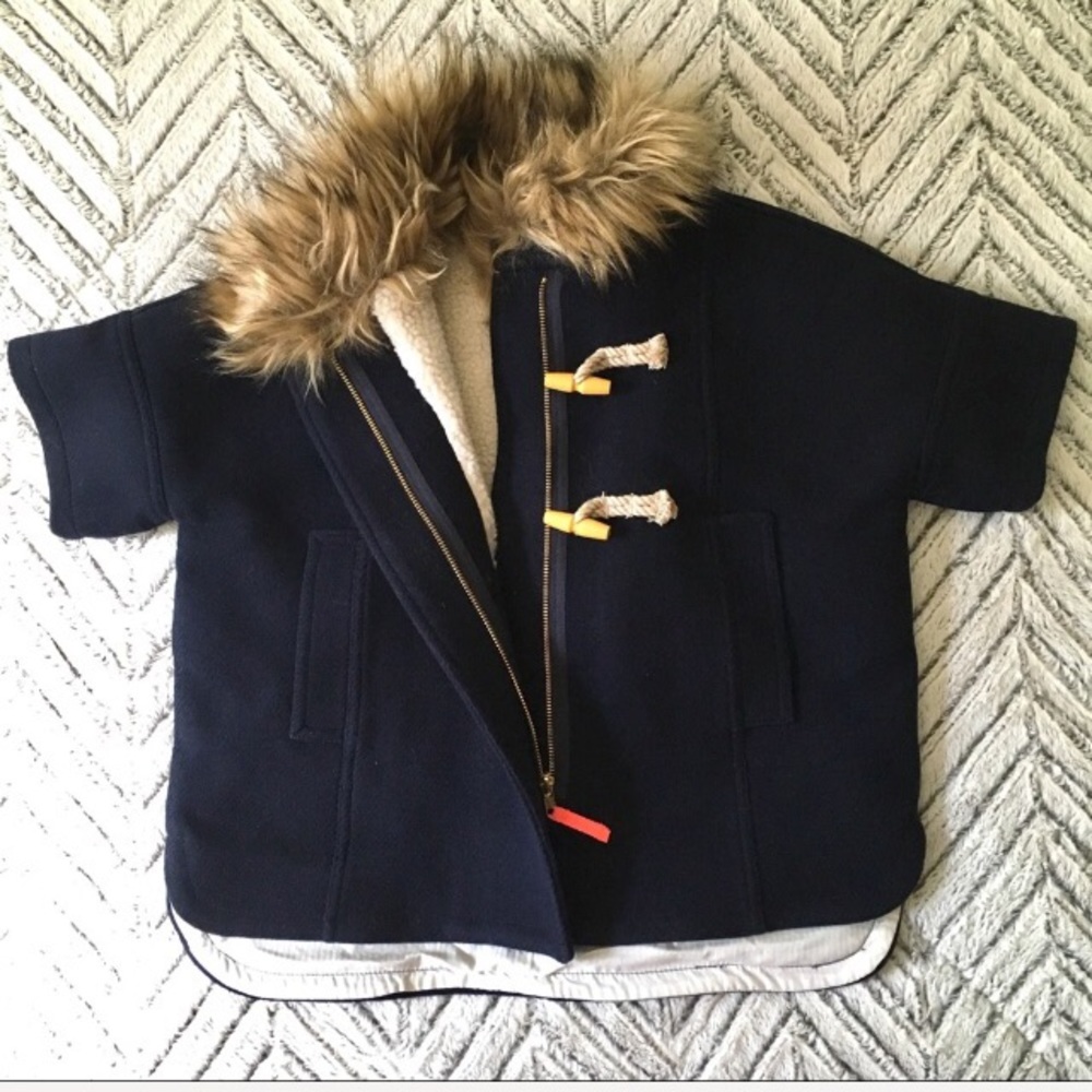 NWT J Crew Crewcuts wool sherpa-lined cape 5-7yr